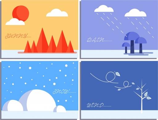 weather background templates sunny rainy snowy windy icons