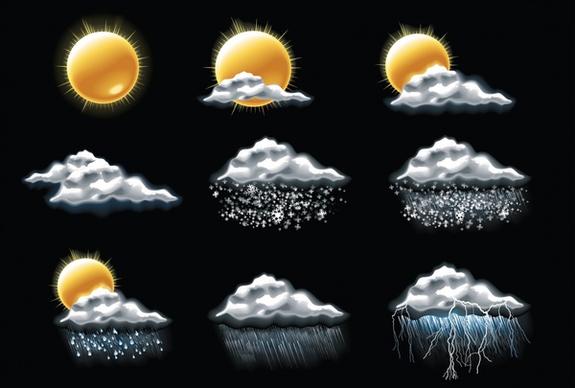 weather forecast elements modern meteorological symbols sketch