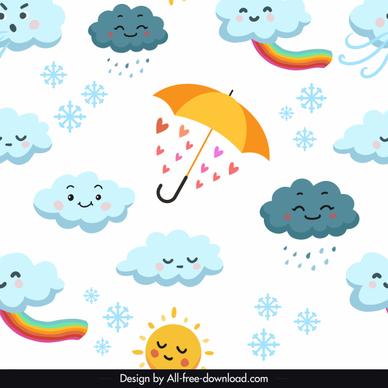 weather elements pattern bright colorful stylized design
