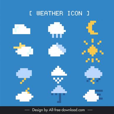weather forecast icons flat blurred pixel art