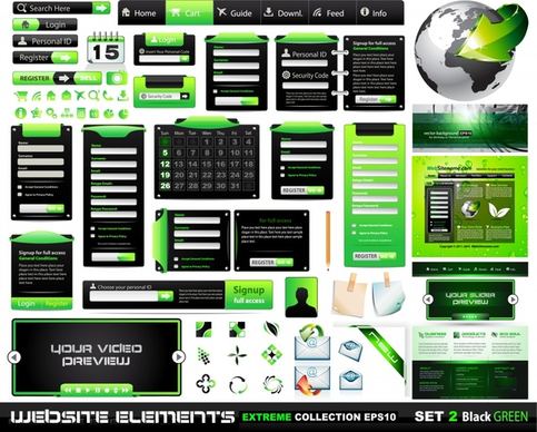 web design elements shiny modern black green