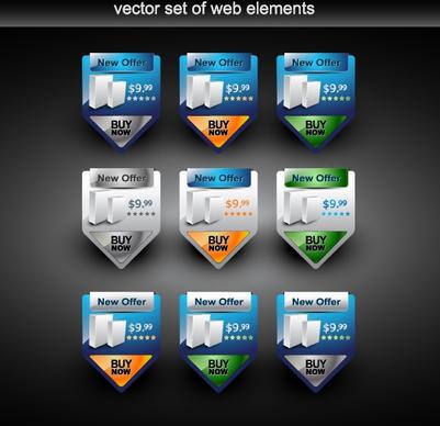 trading web design element modern geometric tags shapes