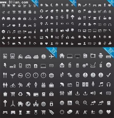 web design icons collection flat black white sketch