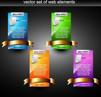 website design elements modern tabs sketch ribbon decor