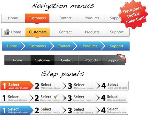 webpage navigation templates modern colored bright flat decor