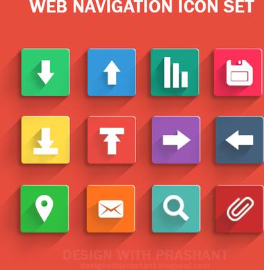 web navigation flat icon set