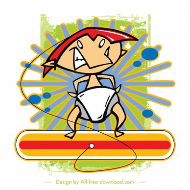web surfer icon funny dynamic cartoon character sketch