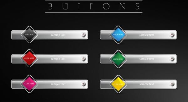 webpage buttons collection shiny grey horizontal geometric styles