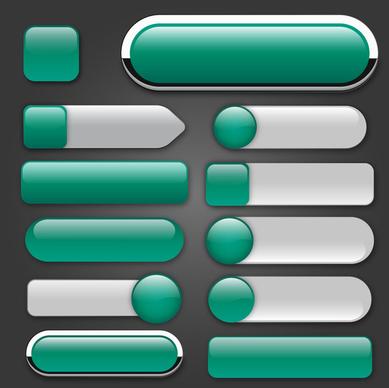 webpage various buttons sets on green classical style