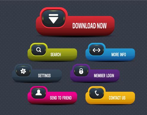 website buttons illustration with modern plastic style