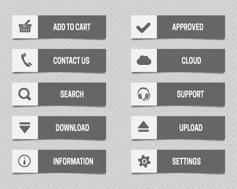 website buttons with black and white user interface