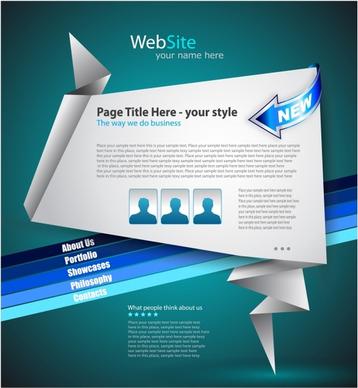 web site homepage template modern origami 3d decor