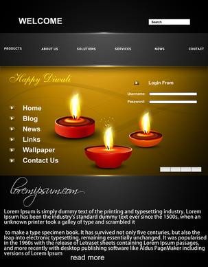 website template beautiful happy diwali colorful hindu festival background
