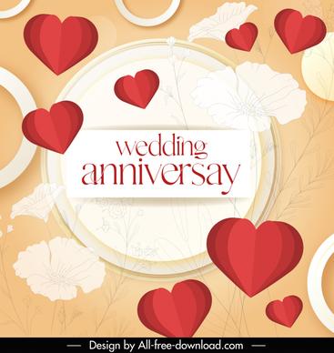 wedding anniversary card template classic hearts flowers