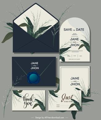 wedding card decor templates elegant botanical plants design