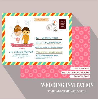 wedding card design with postcard template
