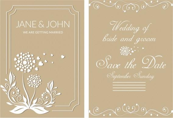 wedding card template brown design classical decoration