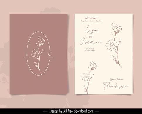 wedding card template elegant classic handdrawn botanical decor