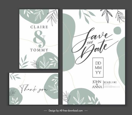 wedding card template elegant leaves decor classic handdrawn