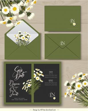 wedding card template floral decor elegant green black