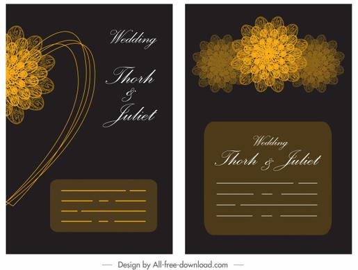 wedding card template golden black petals decor