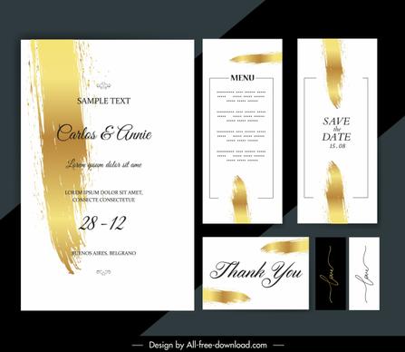 wedding card template modern grunge yellow white design