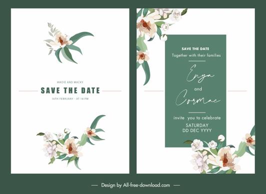 wedding card templates classic bright elegant floral decor