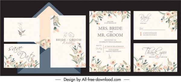 wedding card templates elegant classic flowers decor