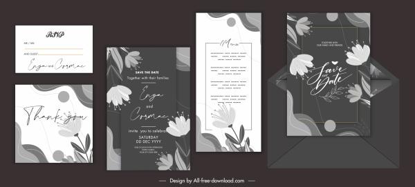 wedding card templates elegant dark floral decor