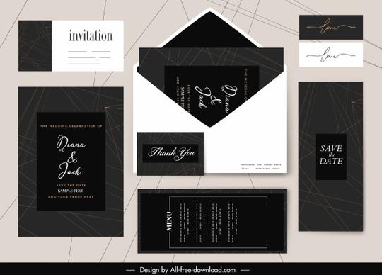 wedding card templates elegant plain dark bright decor