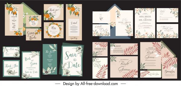 wedding card templates elegant plants decor