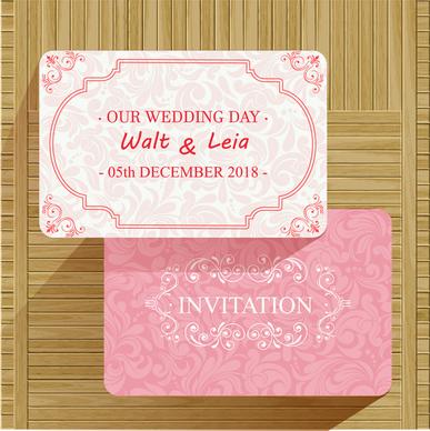 wedding card vector illustration with classical pink background