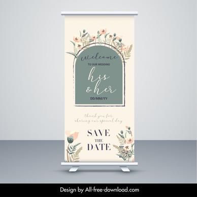 wedding day event banner template classical floral roll up 