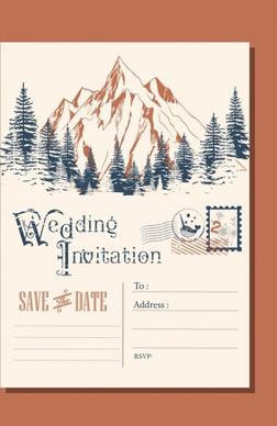 wedding envelop template mountain landscape icon classical design