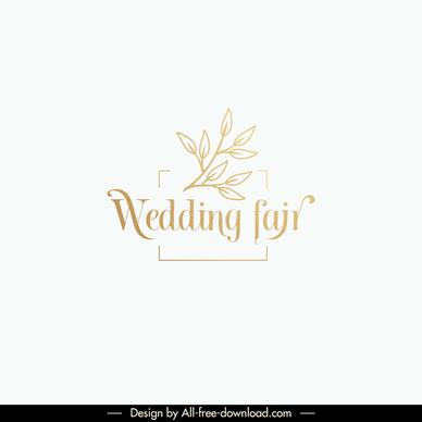 wedding fair logo design elements elegant leaf texts frame