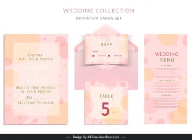 wedding invitation card sets elegant pink round bubbles