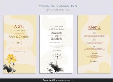 wedding invitation card sets templates elegant lotus flowers