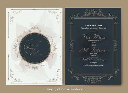 wedding invitation card template elegant classical contrast luxury symmetry