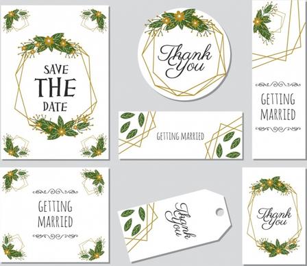 wedding invitation card templates calligraphic leaves geometric decoration