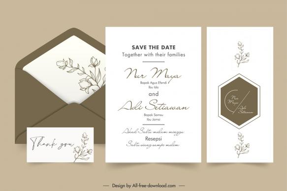 wedding invitation card templates elegant retro flower decor
