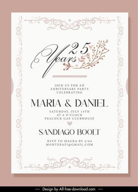 wedding invitation cards template classical elegance symmetry