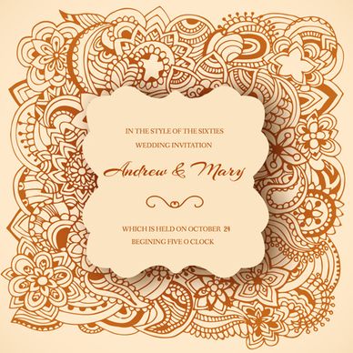 wedding invitation ornaments floral vector