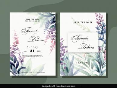 wedding invitation templates elegant classical flowers leaves decor