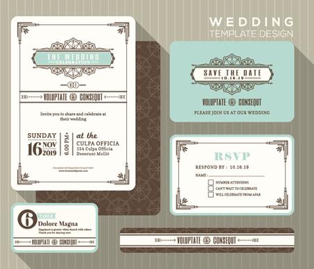 wedding invitation vintage cards vector