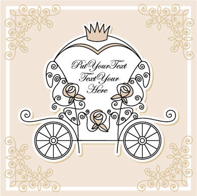 wedding invitation with carriage design vector