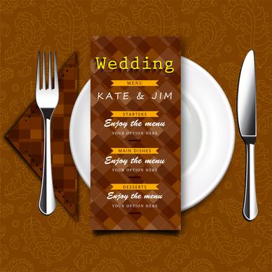 wedding menu vector design with retro style