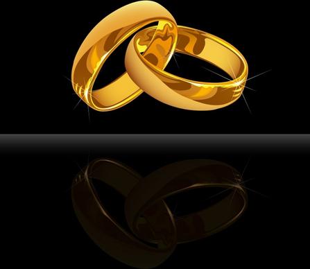 wedding rings background shiny golden 3d contrast design