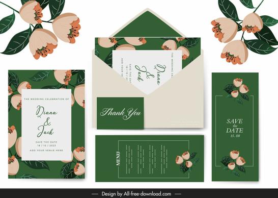 wedding templates elegant classical petals green decor