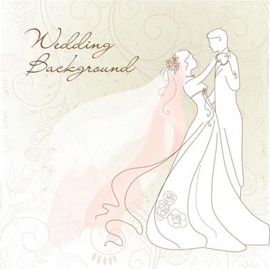 wedding background marriage couple icon handdrawn sketch