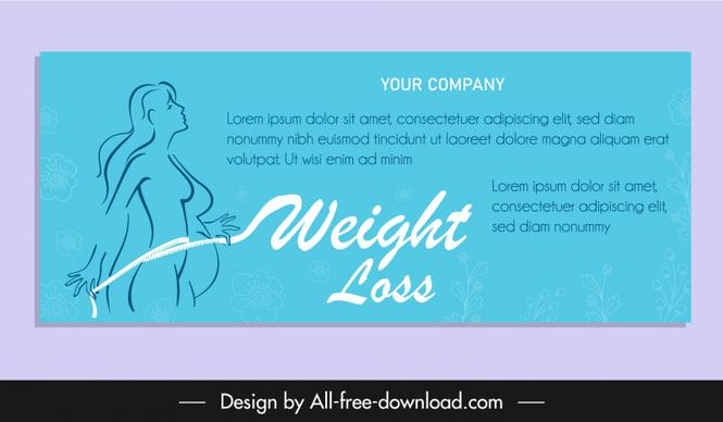 weight loss concept banner woman body sketch handdrawn design 